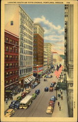 Looking South On Fifth Avenue Portland, OR Postcard Postcard