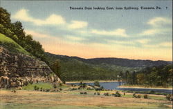 Tionesta Dam Looking East From Spillway Postcard