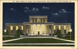 New Library At Night, The Pennsylvania State College Postcard Postcard