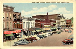 Main Street Business Section Postcard