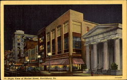 Night View Of Market Street Harrisburg, PA Postcard Postcard