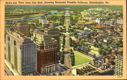 Bird's Eye View From City Hall Philadelphia, PA Postcard Postcard