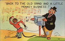 Back To The Old Grind And A Little Monkey Business! Comic, Funny Postcard Postcard