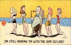 I'm Still Hooking Em With The Same Old Line! Comic, Funny Postcard Postcard