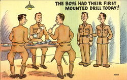 The Boys Had Their First Mounted Drill Today! Comic Postcard Postcard