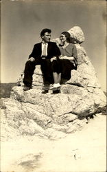 Couple on Rocks Couples Postcard Postcard