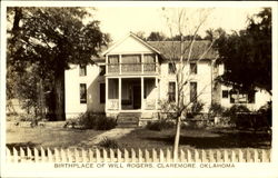 Birthplace Of Will Rogers Claremore, OK Postcard Postcard