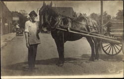 Man with Horse & Wagon Men Postcard Postcard