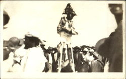 Girl walking on Stilts Unidentified People Postcard Postcard