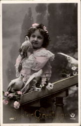 Easter Girl with Pigeons Postcard