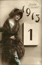 Bonne Annee 1913 Women Postcard Postcard