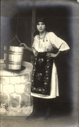 Studio - Woman at Well, Ethnic Postcard