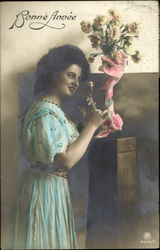 Bonne Annee Women Postcard Postcard