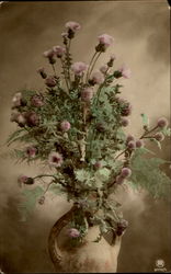 Hand Tinted Flowers in Vase Postcard