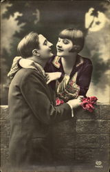 Hand Tinted Color Romance & Love Postcard Postcard