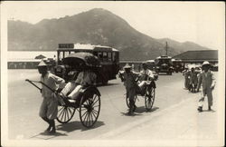 Street Scene, Buses & Rickshaws Postcard