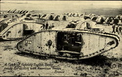 A Flock Of Fighting English Tanks World War I Postcard Postcard