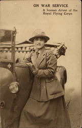 A woman driver of the Royal Flying Corps Postcard