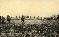 English Tanks And American Infantry In Action France Military Postcard Postcard