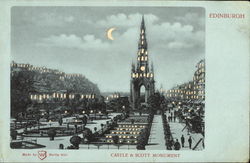 Castle & Scott Monument Edinburgh, Scotland Postcard Postcard