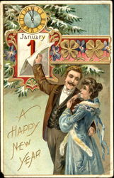 January 1 A Happy New Year Postcard