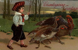 Thanksgiving Greetings Children Postcard Postcard