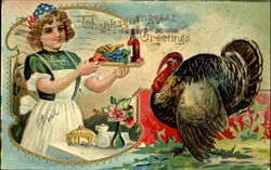 Thanksgiving Greetings Patriotic Postcard Postcard