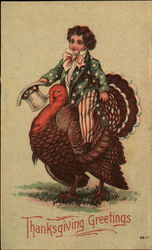 Thanksgiving Greetings Patriotic Postcard Postcard