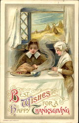 Best Wishes For A Happy Thanksgiving Pilgrims Postcard Postcard