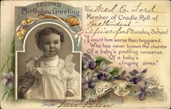 Second Birthday Greeting Postcard