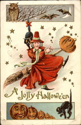 A Jolly Halloween Postcard Postcard