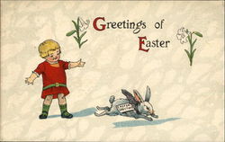 Greetings Of Easter With Children Postcard Postcard