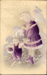 With Loving Wishes For A Happy Easter With Children Postcard Postcard