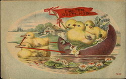 Easter Greetings With Chicks Postcard Postcard