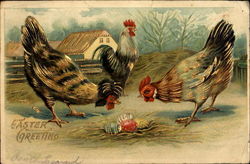 Easter Greeting With Chicks Postcard Postcard