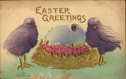 Easter Greetings With Chicks Postcard Postcard