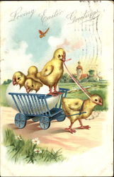 Loving Easter Greetings With Chicks Postcard Postcard