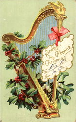 Harp Kindest For Greeting Christmas Postcard Postcard