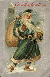 Green Robe Santa Claus Postcard Postcard