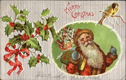 A Merrie Christmas Santa Claus Postcard Postcard