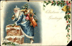 Blue Robe Santa Claus Postcard Postcard