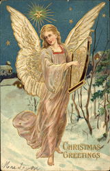 Christmas Greetings Angels Postcard Postcard