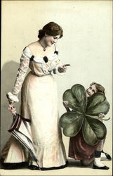 Mother & Daughter, Clover St. Patrick's Day Postcard Postcard