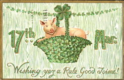 17Th March Wishing You A Rale Good Toime! St. Patrick's Day Postcard Postcard