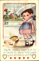 Girl Cooking Postcard