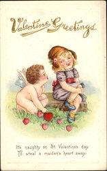 Valentine Greetings Children Postcard Postcard