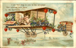 To My Valentine Cupid in Airplane Postcard