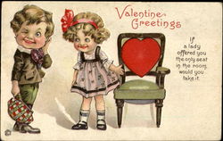 Valentine Greetings Children Postcard Postcard