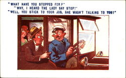 Lady Said Stop Comic, Funny Postcard Postcard