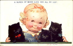 A Bunch Of Good Luck Wiv All My Luv! Comic, Funny Postcard Postcard